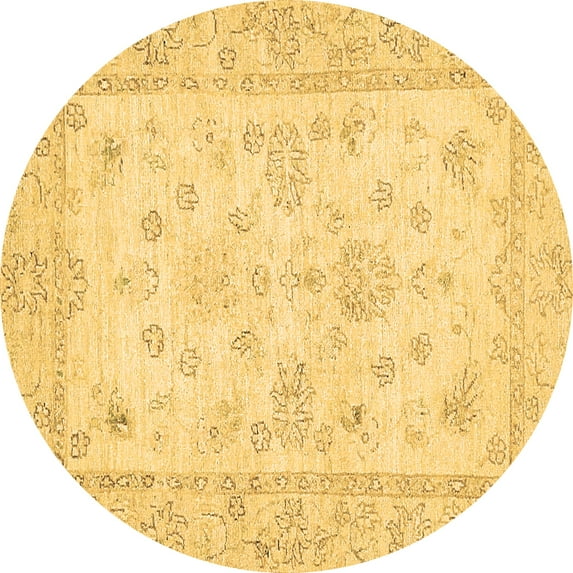 Ahgly Company Indoor Round Oriental Brown Traditional Area Rugs, 3' Round