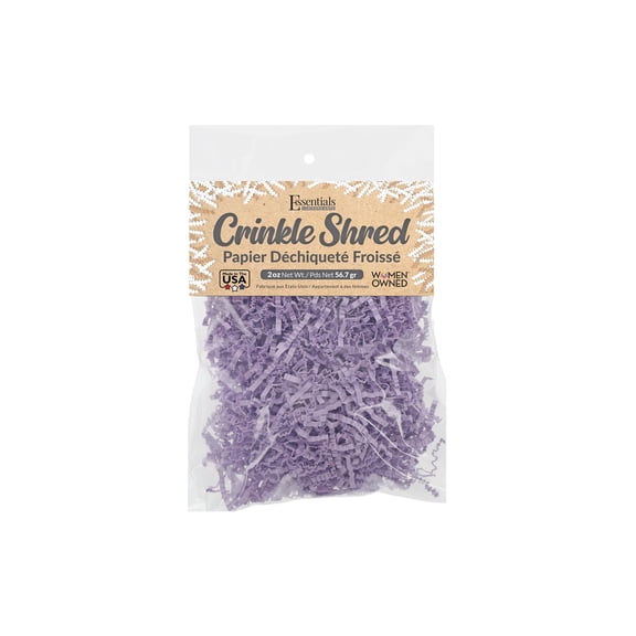 Essentials by Leisure Arts Crinkle Shred Bag, Light Lavender, 2oz Shredded Paper Filler, Crinkle Cut Paper Shred Filler, Box Filler, Shredded Paper for Gift Box, Paper Crinkle Filler, Box Filling