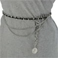 thumbnail image 2 of Unique Bargains 1 Pc Waist Chain Fashion Adjustable Waist Cord for Women Black Silver Tone, 2 of 6