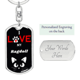 thumbnail image 2 of I Love My Ragdoll Cat Stainless Steel or 18k Gold Premium Swivel Dog Tag Keychain, 2 of 8