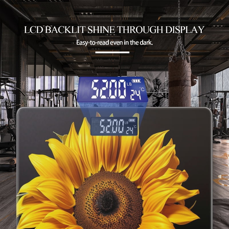 Bathroom Scale, Highly Accurate Digital Body Scale,Precisely Measures Weight up to 400 lbs-Yellow Sunflower Flower With Petals