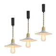 thumbnail image 1 of FSLiving Adjustable Height J Type Track Light with E26 Brass Base and Vintage White Metal Shade Lighting Fixtures for Farmhouse Kitchen Sink (Bulb & Ceiling Track Sold Separately) - 3 Lights, 1 of 7
