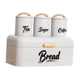 thumbnail image 2 of Caja de pan con botes de cocina y mango de madera, juego de latas de pan resistentes Blanco, 2 of 9