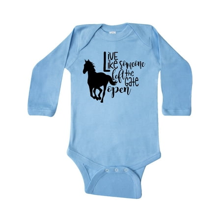 

Inktastic Live Like Someone Left the Gate Open Horse Silhouette Gift Baby Boy or Baby Girl Long Sleeve Bodysuit