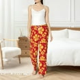 thumbnail image 5 of Uemuo Red Vintage Flowers Pattern Women's Wide Leg Palazzo Lounge Pants with Pockets Light Weight Loose Comfy Casual Pajama Pants-XX-Large, 5 of 9