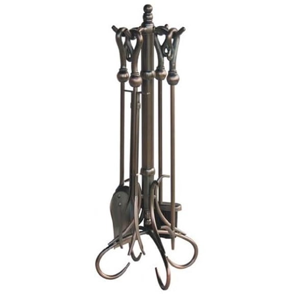 Uniflame  5 Pc Bronze Fireset With Crook Handles