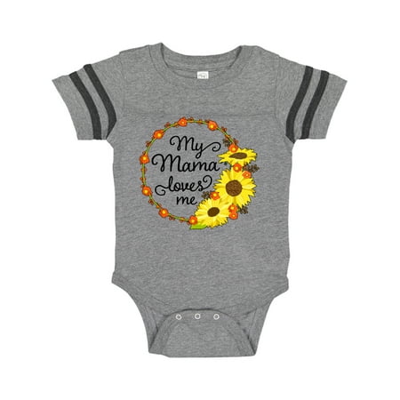 

Inktastic My Mama Loves Me with Sunflower Wreath Gift Baby Boy or Baby Girl Bodysuit