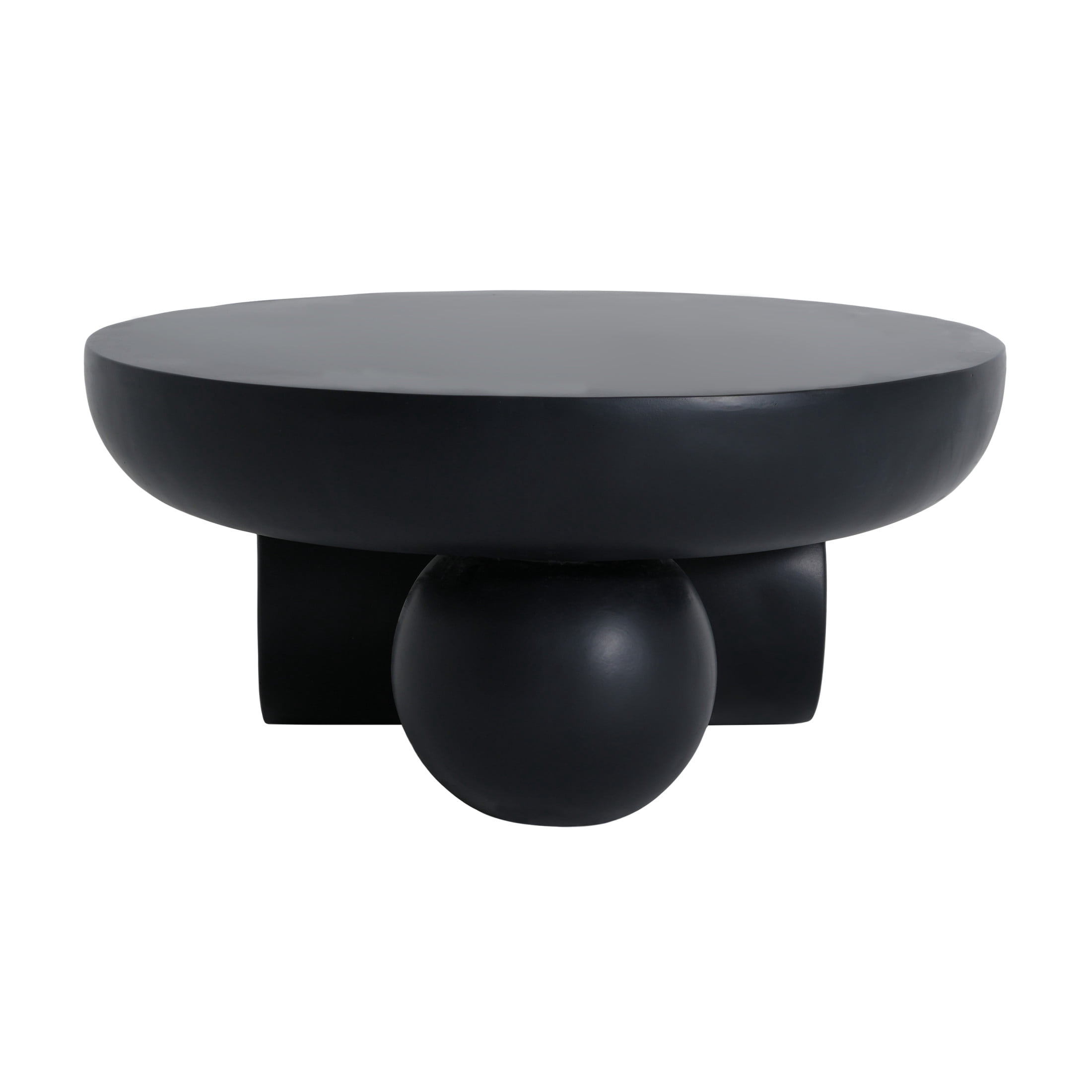 Christopher Knight Home 27.5" Modern Lightweight Concrete Round Coffee Table with Unique Legs, Black