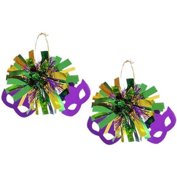 Colorful Mardi Gras Earrings Mask Feather Glitter Fringe Festival Drop Earrings for Women