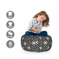 thumbnail image 2 of Black and White Storage Toy Bag Chair, Abstract Checkered Pattern Design with Monochrome Floral Details Vintage, Stuffed Animal Organizer Washable Bag, Small Size, Black White, by Ambesonne, 2 of 3