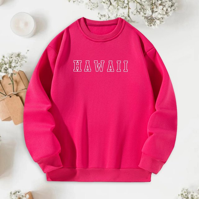 Sudadera de moda, Jersey, Tops de manga larga para mujer, jersey con estampado de letras y cuello redondo para pesca en casa, senderismo y escalada M