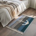 thumbnail image 4 of Area Rug with Tassels 2' x 3', Nautical Anchor Ocean Theme Kitchen Runner Rug for Hallway Bedroom Throw Rugs, Farm Blue Wood Board Soft Door Mat for Bathroom Entrance Living Room, 4 of 9