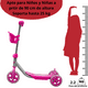 thumbnail image 4 of Scooter para Niños con Canastilla Tres Ruedas de Goma Manubrio Ajustable de 60 a 72 cm Soporta hasta 25 kg - Rosa, 4 of 5