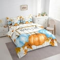 thumbnail image 3 of Manfei Oil Painting Pumpkin Bedding Comforter Set 7-Piece, Hello Fall Print King Bedding Sets, Autumn Maple Leaf Bed Sheets, Luxury Bedroom Decor, 3 of 8