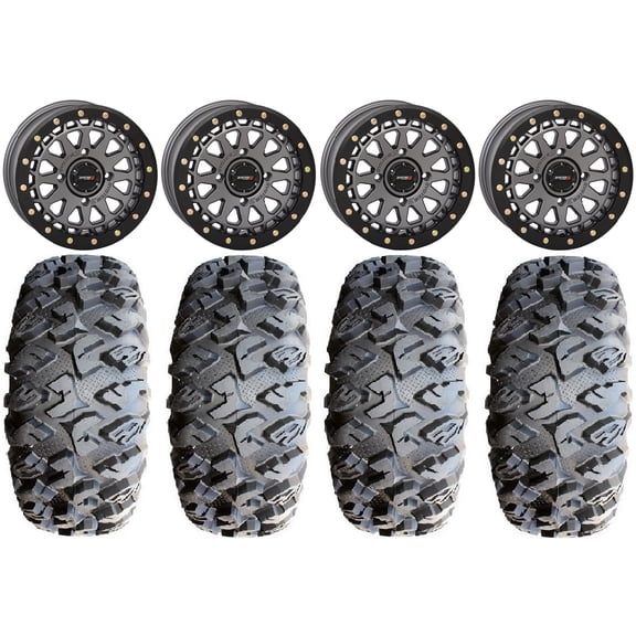 System 3 SB-6 15" Wheels Gm (5 2) 31" MotoClaw Tires Kawasaki Mule Pro FXT