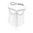 thumbnail image 2 of Máscara decorativa con borlas de diamantes de imitación para mujer, ideal para fiestas de disfraces y festivales de música. plata, 2 of 8