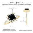 thumbnail image 6 of Rosec Jewels Black Onyx Asscher Cut Engagement Ring with Halo - AAA Quality Black Onyx and Diamond Ring - with Jewelry Box, 18K Yellow Gold, US 3.00, 6 of 9