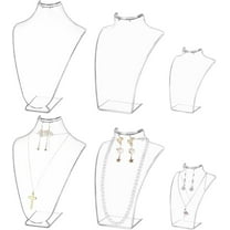 DIY 6 Pcs Plastic Bust Necklace And Earring Display Stands 3 Sizes Clear Jewelry Portrait Display Organizer Mannequin Holder for Necklace Storage Pendant Chokers Chain Holder for Home Store
