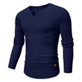 thumbnail image 6 of Lumtrix Men'S Long Sleeve Muscle T Shirts Casual V-Neck Slim Fit Longline Ribbed Knit Shirts Stretch Tee Shirts Navy XL, 6 of 8