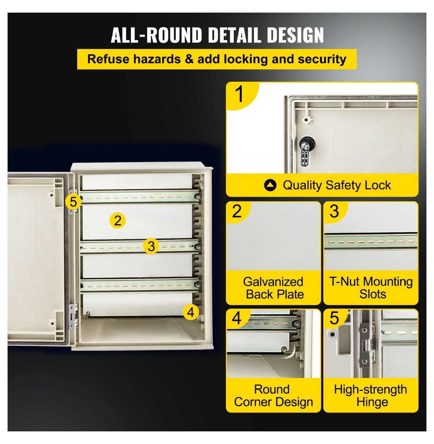 NEMA 4X Fiberglass Electrical Box 16x12x8'', IP66 Waterproof Enclosure, Outdoor Indoor Junction Box with Mounting Plate, 15.7x11.8x7.9 inch