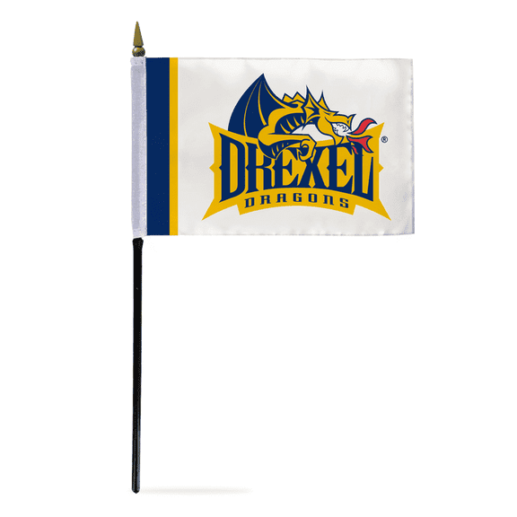AGAS Drexel DU University flags on sticks with Plastic Base 4x6 inch Single-Reverse Printed Polyester - 4"x6" Dragons Handheld Stick Flags