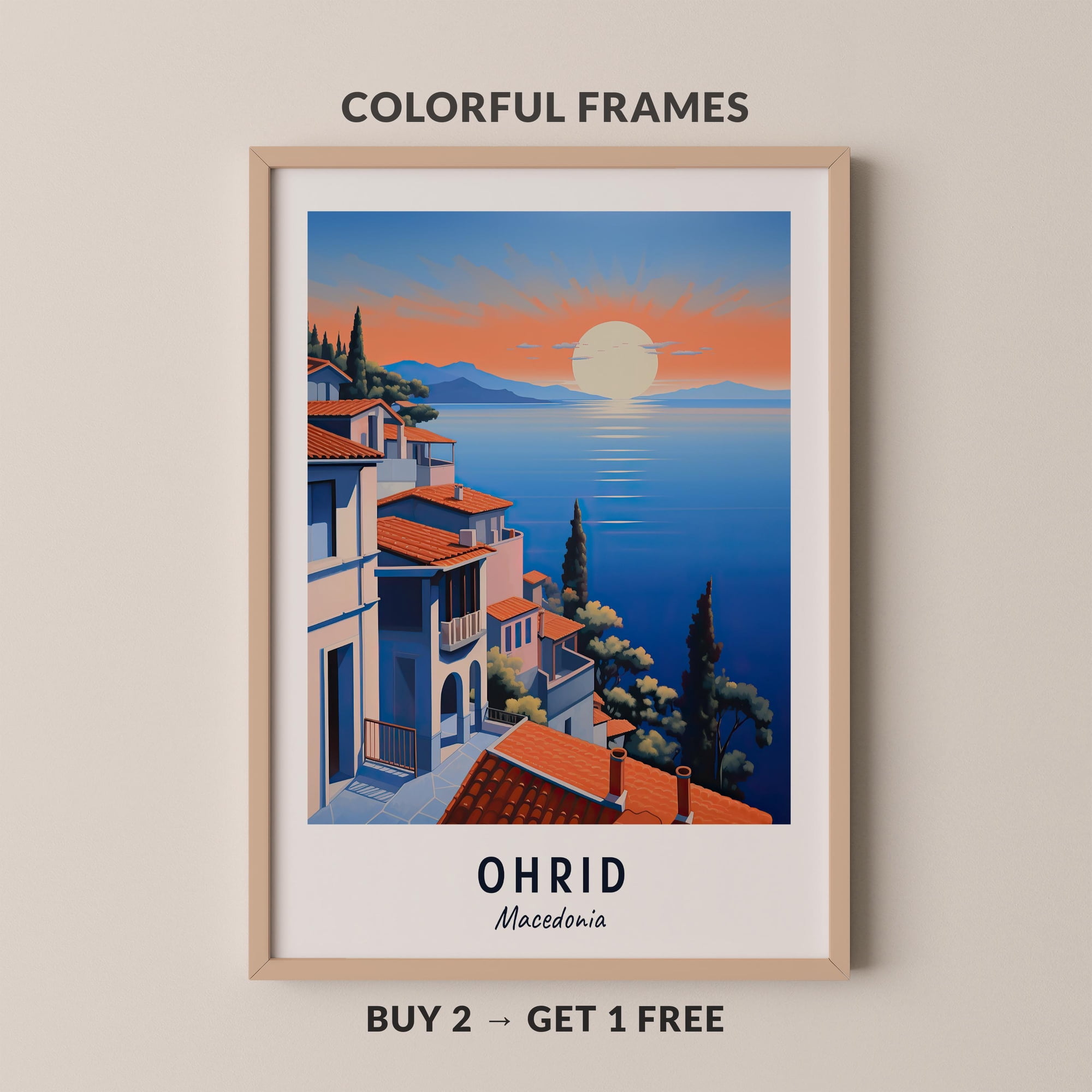 Ohrid Travel Macedonia City Cityscape Poster , Poster Print Only