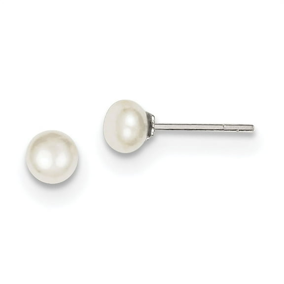 Primal Silver Sterling Silver White Freshwater Cultured Pearl 5-6mm Button Earrings