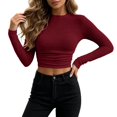 thumbnail image 4 of Women's T Shirts Long Sleeves Crew Neck Slim Fit Basic Tees Business Winter Clothes Women Size L, 4 of 4