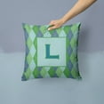 thumbnail image 2 of Carolines Treasures CJ1020-LPW1414 Monogram - Initial L Blue Argoyle Decorative   Canvas Fabric Pillow CJ1020 14Hx14W, 2 of 4