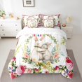 thumbnail image 2 of YST Pink Floral Rabbit Comforter Set King 7 Piece Colorful Butterfly Flower Bed in a Bag Rustic Home Decor,Tree Branch Green Leaf Bedding Set with 2 Sheets,2 Pillowcases,2 Throw Pillow Covers, 2 of 5