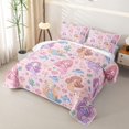 thumbnail image 3 of meiyoeat Kawaii Crown Mermaid Princess Twin Quilt Set for Girls, Dolphin Star Coral Fairy Twin Coverlet Set, Pink Purple, 2pcs, 3 of 7