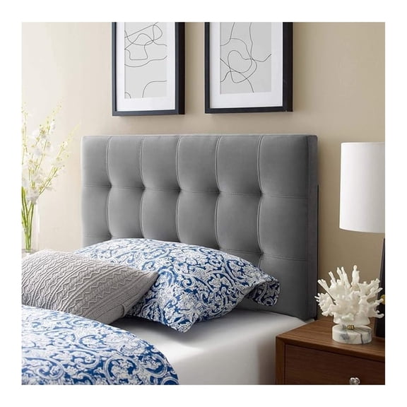 Lily Biscuit Tufted Twin Performance Headboard, Gray