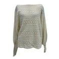 thumbnail image 1 of SGMVNU Cardigans pour Femmes Style Décontracté Chandail Tricoté Manches Chauve-Souris Chandail en Dentelle Crochet Surdimensionné Décontracté Confortable Hiver Automne Col Roulé Haut Chandails Douillets pour Femmes (Blanc, m), 1 of 2
