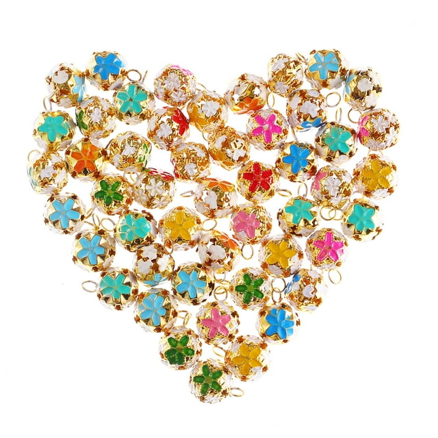 FELTECHELECTR SOIMISS 50 piezas de campanas decorativas colgantes, campanas huecas, campanas artesanales, decoraciones colgantes navideñas (colores variados)