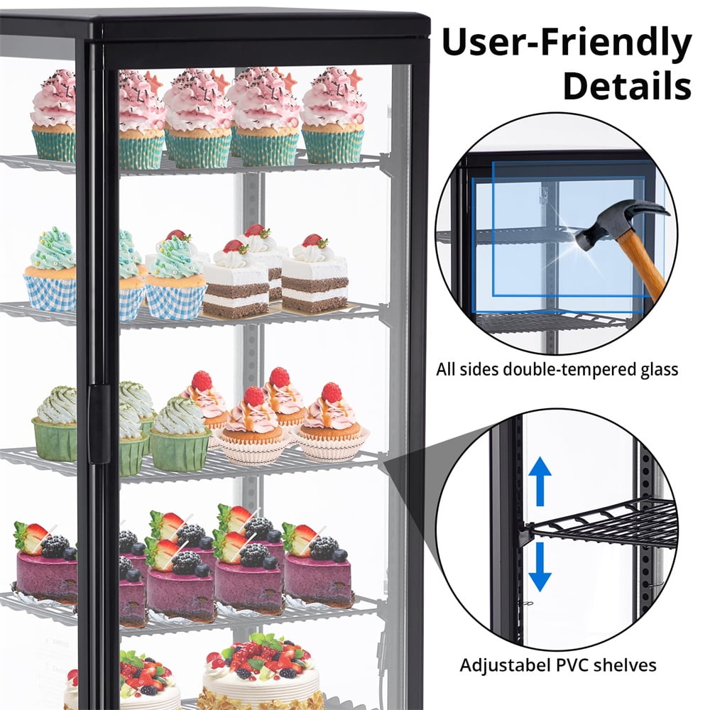 Commercial Refrigerator - 3.46 cu.ft. 98L, Upright Beverage Cooler, Countertop Design with LED Light, Ideal for Home, Store, Gym, Office, and Cafe Restaurant