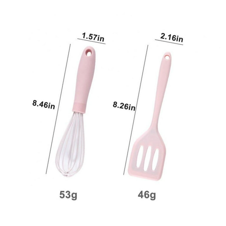 Rose Gold And Pink Kitchen Utensil Small Five-Piece Set Mini Silicone Kids  Kitchen Tools Whisk Spatula Tongs Spoon And Slotted Spatula