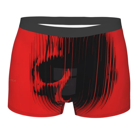 Salouo Minimalist Skull Red Print Men's Boxer Briefs,Breathable Underwear Elastic Waistband Briefs for Men -Large