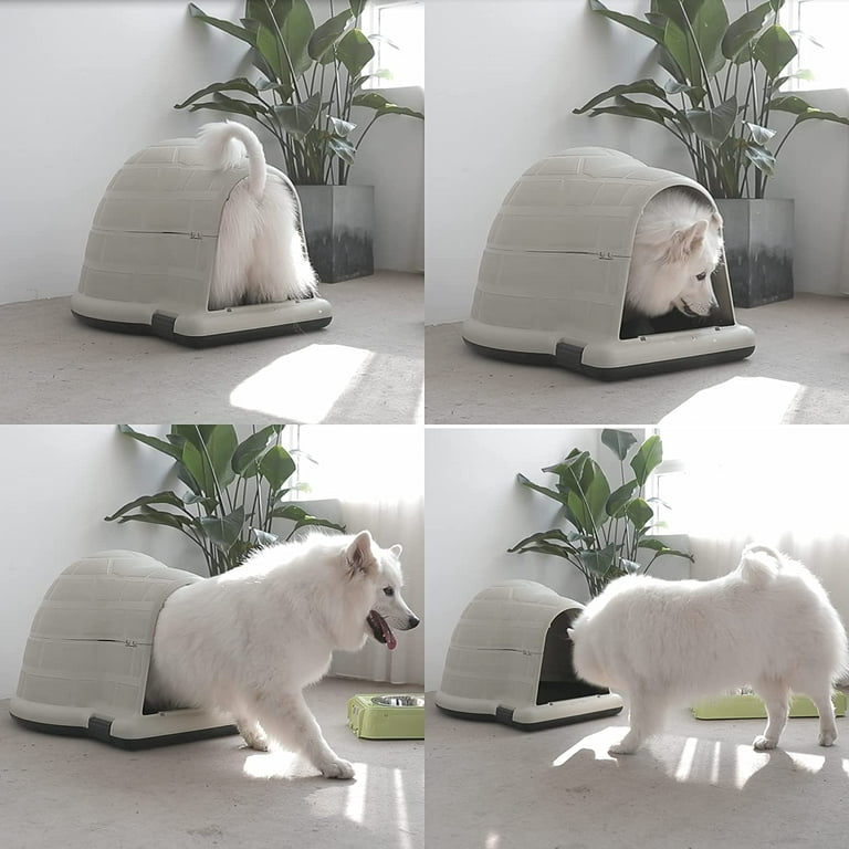 YTAHOME Plastic Igloo Dog House Outdoor Indoor Large Insulated Doghouse Puppy Shelter with Air Vents Water Resistant Sturdy Dog Kennel with Easy