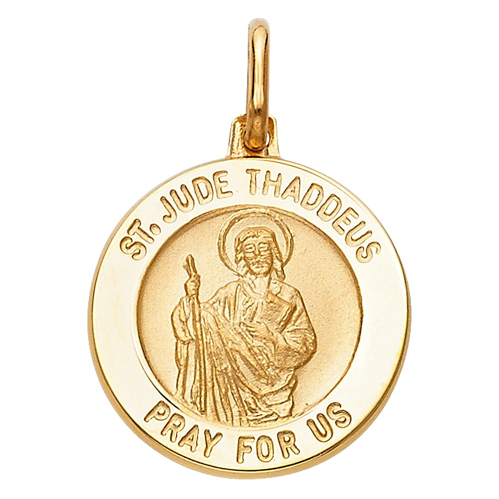 Ioka-14K Yellow Gold St. Jude Thaddeus Pray For Us Religious Charm Pendant  For Necklace or Chain - Walmart.com