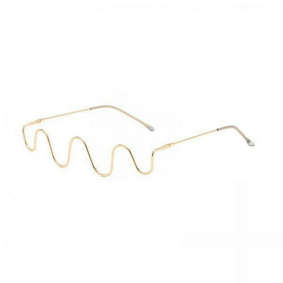 amagogo 3xSemi Glasses Frame Reading Wave Shape Woman Half Glasses Gold
