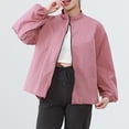 thumbnail image 6 of successthop Lightweight Jackets for Women Long Sleeve Jacket Zip Up Coat Plus Size No Hood Outwear with Pockets Pink 2XL, 6 of 6