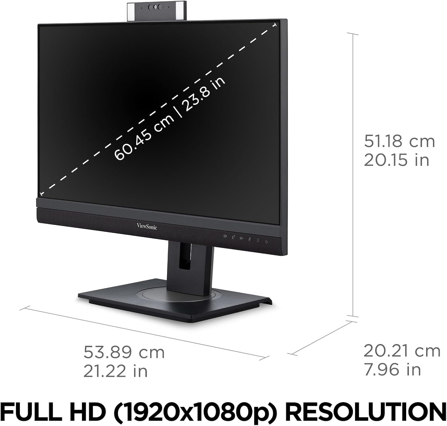 Restored ViewSonic VG2457V-S 24" 1080p Video Conferencing Docking Monitor with Webcam, 100 Hz, Black (Refurbished)