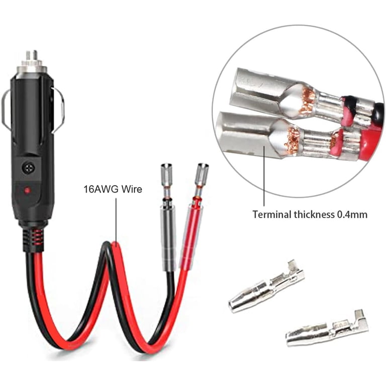 12v Cigarette Lighter Plug 12 Volt Plug Male Cigarette Lighter Plug Fused Replacement with Leads for Car Vehicle Mobile CB Radio