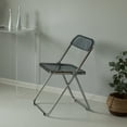 thumbnail image 2 of Acrylic Folding Party Transparent Chair with Double Hinged Back | Indoor Outdoor Portable Commercial Seat with Silver Metal Frame for Home, Office, Wedding Party, Picnic, and Kitchen Dining (Grey), 2 of 9