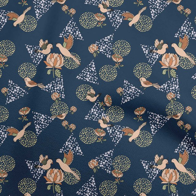 oneOone Polyester Spandex Blue Fabric Conversational Print Fabric For Sewing Printed Craft Fabric By The Yard 56 Inch Wide