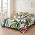 thumbnail image 2 of Quilts Twin XL Size Bedding Set, Tropical Parrots Lightweight Quilted Comforter, Summer Watercolor Flower Green Palm Leaves Soft Bedspread Coverlet with Pillow Covers for All Season, 68" x 98", 2 of 9