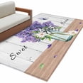 thumbnail image 2 of Area Rug for Living Room, Purple Lavender Non-Slip Indoor Large Carpet for Bedroom/Dining Room, Spring Floral Daisy Butterfly Leaves Gray Washable Low-Profile Rectangle Floor Runner Rugs - 4 x 6 Ft, 2 of 7