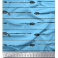 thumbnail image 1 of Soimoi Tissu Satin Modal Bleu Imprimé Flèches & Flèches, Largeur 42 Pouces, 1 of 3