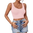 thumbnail image 1 of Top corto AURUZA sin mangas con cuello en U para mujer, rosa, talla M, 1 of 6