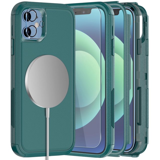 Funda de teléfono Diverbox para iPhone 12 con protector de pantalla, paquete de 2